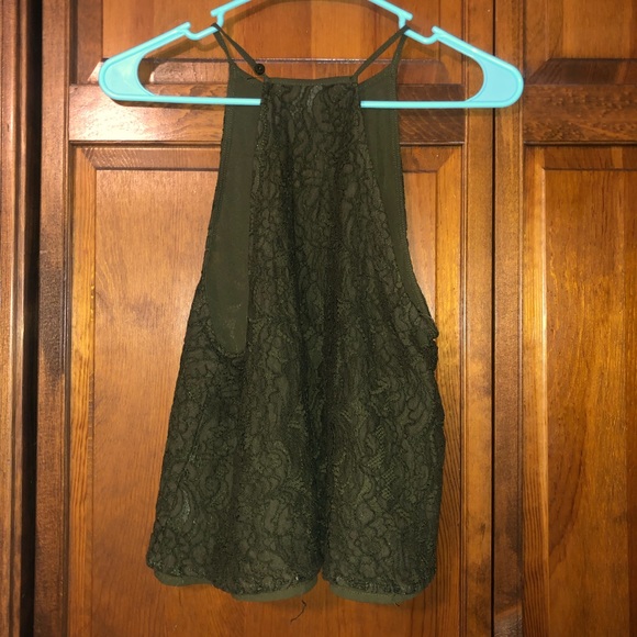 Paper Crane Olive / Army Green Lace Tank Top S - Picture 6 of 7